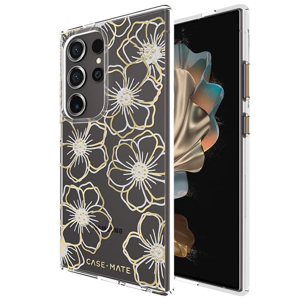 Case-Mate Floral Gems - Samsung Galaxy S24 Ultra-fodral (guld)