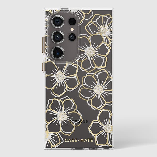 Case-Mate Floral Gems - Samsung Galaxy S24 Ultra-fodral (guld)