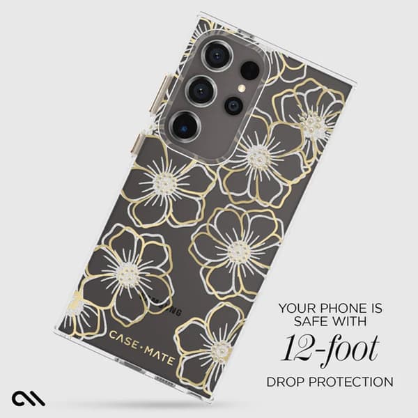 Case-Mate Floral Gems - Samsung Galaxy S24 Ultra-fodral (guld)