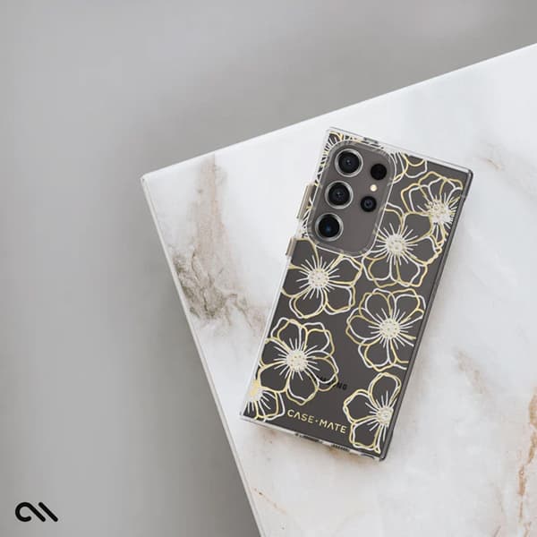 Case-Mate Floral Gems - Samsung Galaxy S24 Ultra-fodral (guld)