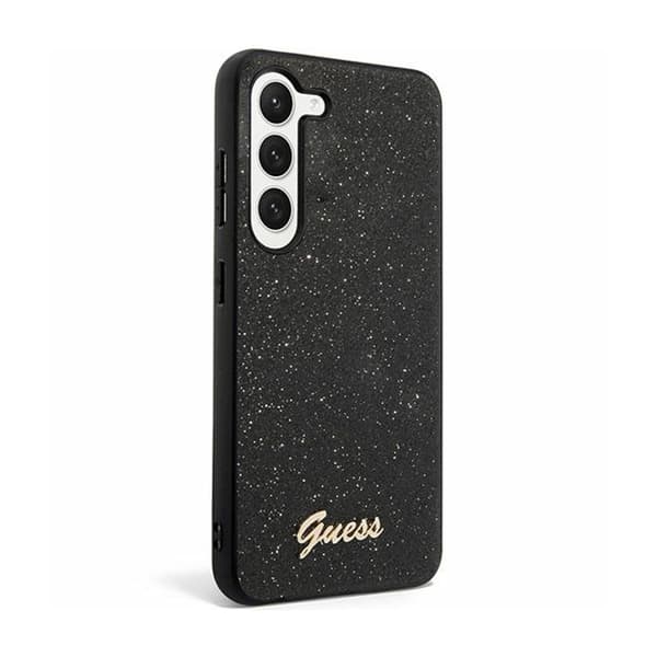 Guess Glitter Flakes Metal Logo Cover - Samsung Galaxy S24 Cover (Sort)