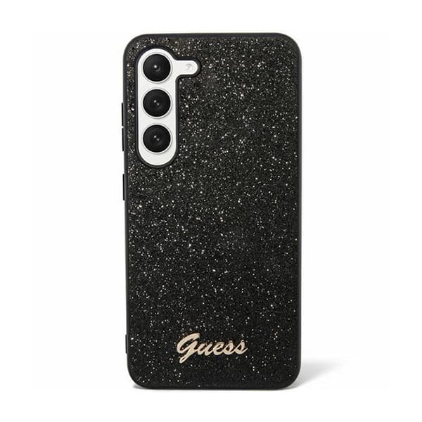 Guess Glitter Flakes Metal Logo Cover - Samsung Galaxy S24 Cover (Sort)