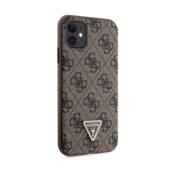 Guess Crossbody 4G metalllogotyp - iPhone 11-fodral (brunt)