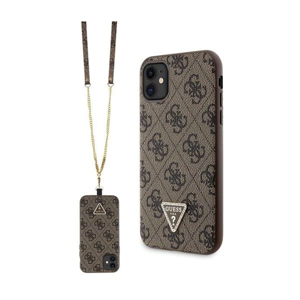 Guess Crossbody 4G metalllogotyp - iPhone 11-fodral (brunt)