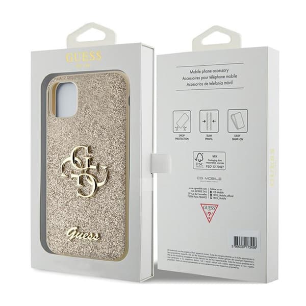 Guess Glitter Script Big 4G - iPhone 11-fodral (guld)