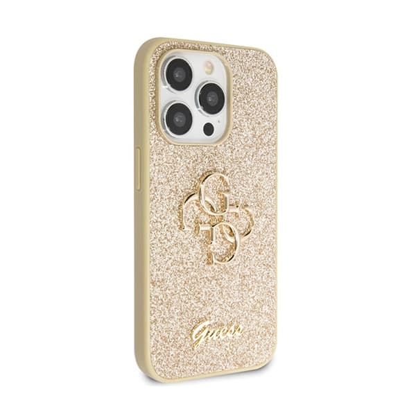 Guess Glitter Script Big 4G - iPhone 14 Pro-cover (guld)