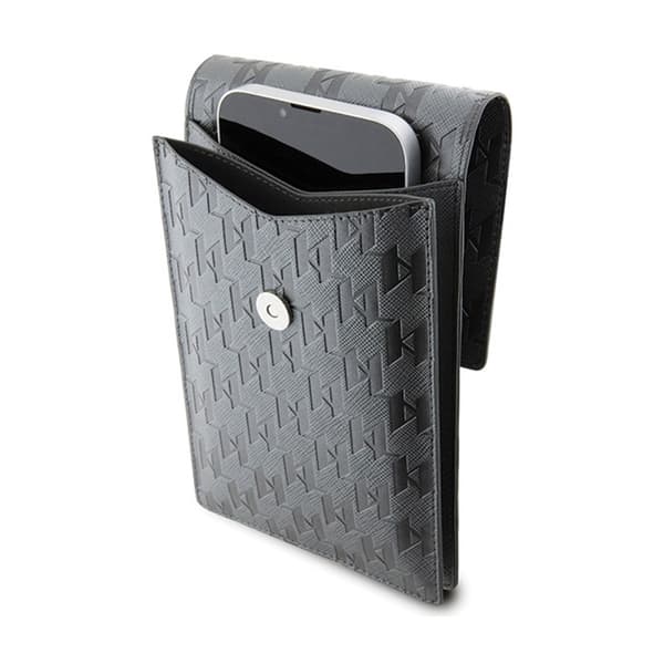 Karl Lagerfeld Saffiano Monogram Ikonik - Crossbody telefonväska (silver)