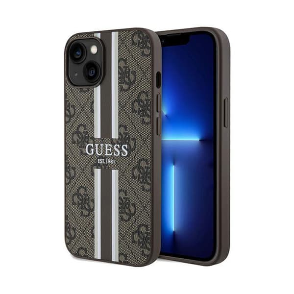 Guess 4G Printed Stripes MagSafe - iPhone 15-fodral (brunt)