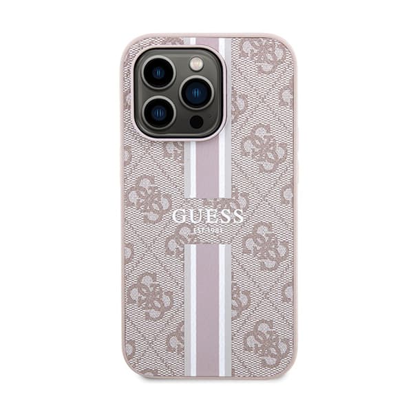 Guess 4G Printed Stripes MagSafe - iPhone 15 Pro Max -kotelo (vaaleanpunainen)
