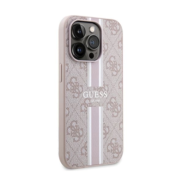 Guess 4G Printed Stripes MagSafe - iPhone 15 Pro Max -kotelo (vaaleanpunainen)
