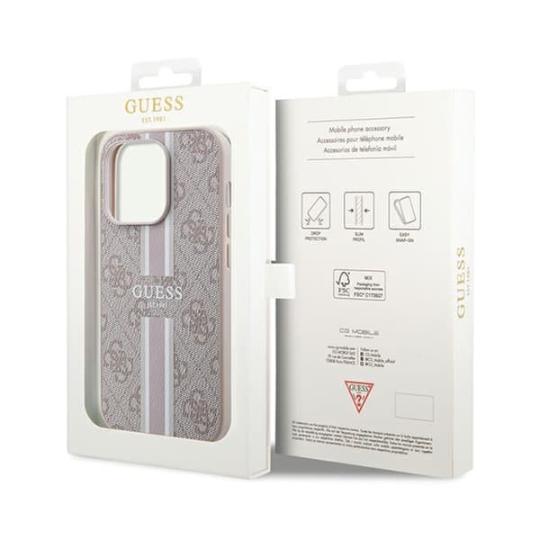 Guess 4G Printed Stripes MagSafe - iPhone 15 Pro Max -kotelo (vaaleanpunainen)
