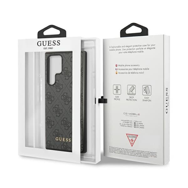 Guess 4G metallguldlogotyp - Samsung Galaxy S24 Ultra-fodral (svart)