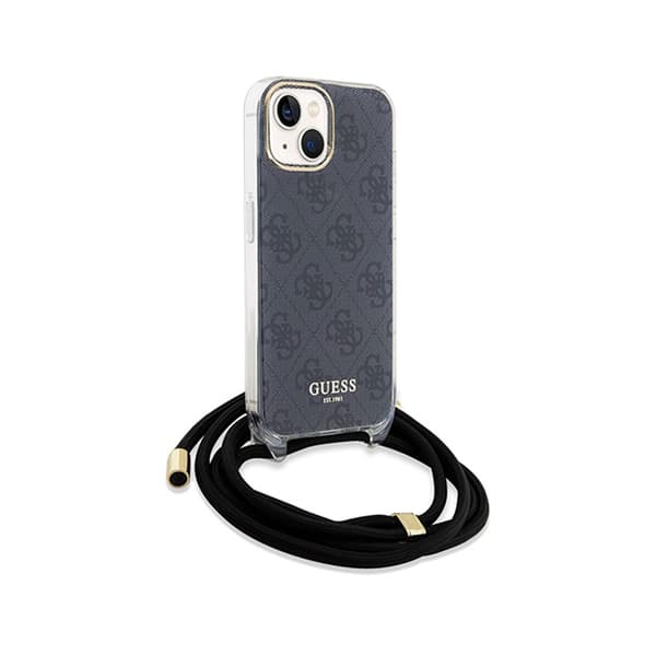 Guess Crossbody Cord 4G Print - iPhone 15-fodral (svart)
