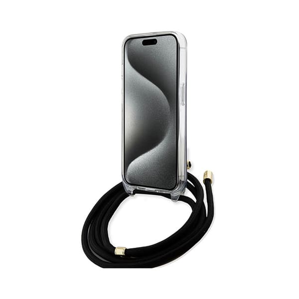 Guess Crossbody Cord 4G Print - iPhone 15-fodral (svart)