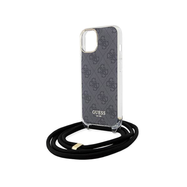 Guess Crossbody Cord 4G Print - iPhone 15-fodral (svart)