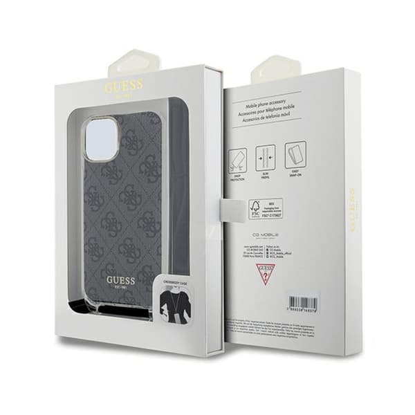 Guess Crossbody Cord 4G Print - iPhone 15-fodral (svart)