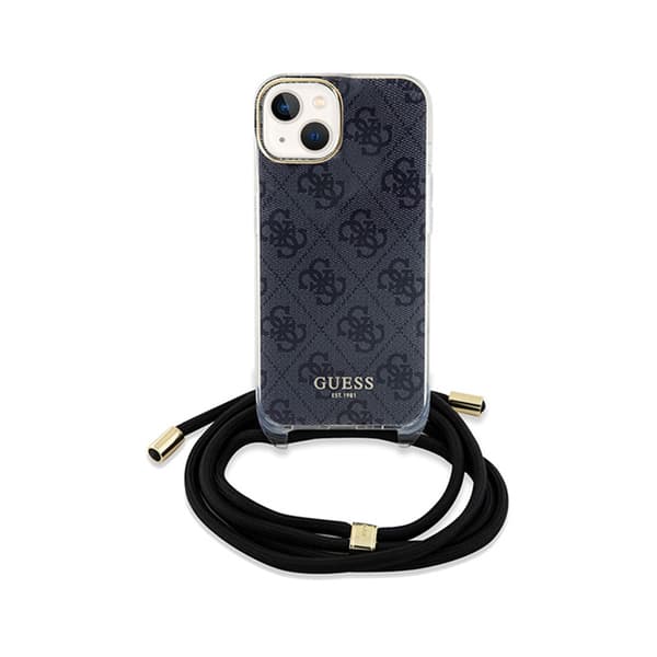 Guess Crossbody Cord 4G Print - iPhone 15-fodral (svart)
