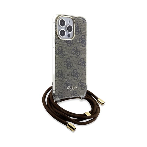 Guess Crossbody Cord 4G Print - iPhone 15 Pro etui (brun)