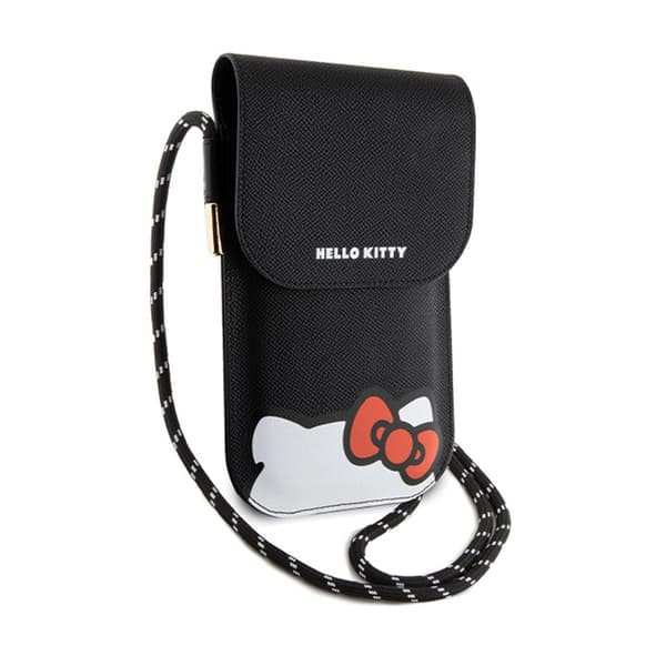 Hello Kitty nahkainen piilotettu Kitty johto - Crossbody puhelinlaukku (musta)