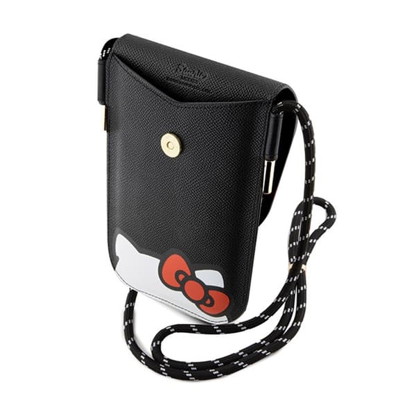 Hello Kitty nahkainen piilotettu Kitty johto - Crossbody puhelinlaukku (musta)