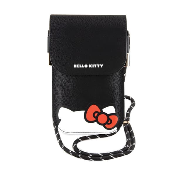 Hello Kitty nahkainen piilotettu Kitty johto - Crossbody puhelinlaukku (musta)