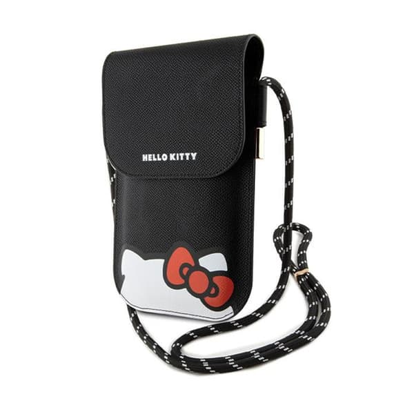 Hello Kitty nahkainen piilotettu Kitty johto - Crossbody puhelinlaukku (musta)