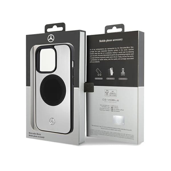 Mercedes Læder & Alu MagSafe - iPhone 15 Pro etui (sølv)