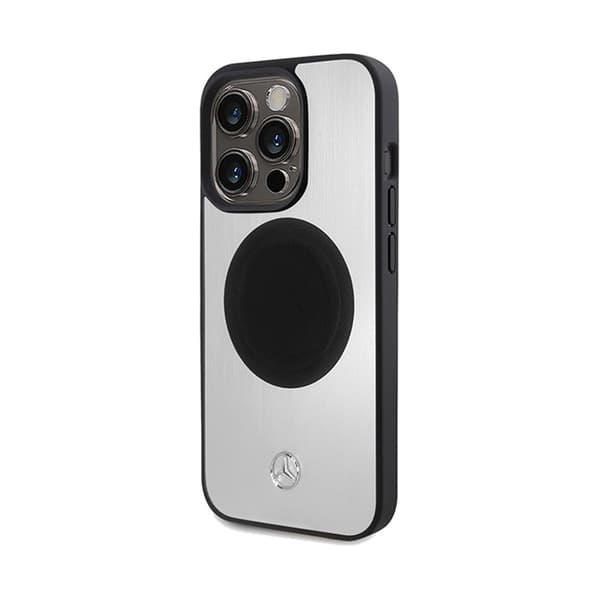 Mercedes Læder & Alu MagSafe - iPhone 15 Pro etui (sølv)