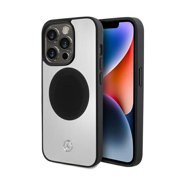 Mercedes Læder & Alu MagSafe - iPhone 15 Pro etui (sølv)