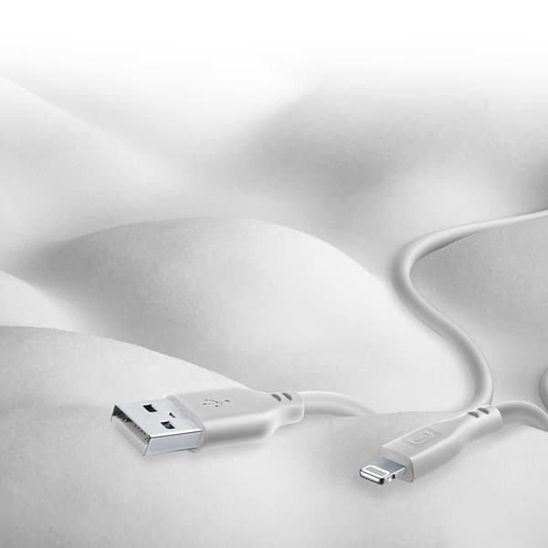 Cellularline mjuk kabel - USB-A till Lightning-kabel MFi-certifierad 1,2 m (grå)