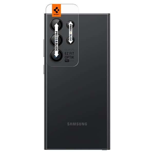 Spigen Optik.TR EZ Fit Camera Lens Protector 2-Pack - Glas Lens Protector til Samsung Galaxy S24 Ultra (2 stk) (Sort)