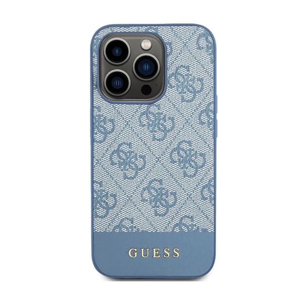 Guess 4G Bottom Stripe Metal Logo Collection - iPhone 15 Pro Max etui (blå)