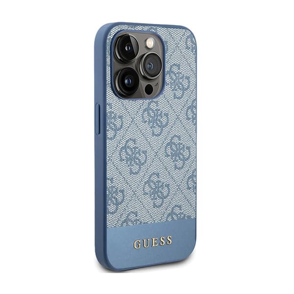 Guess 4G Bottom Stripe Metal Logo Collection - iPhone 15 Pro Max etui (blå)