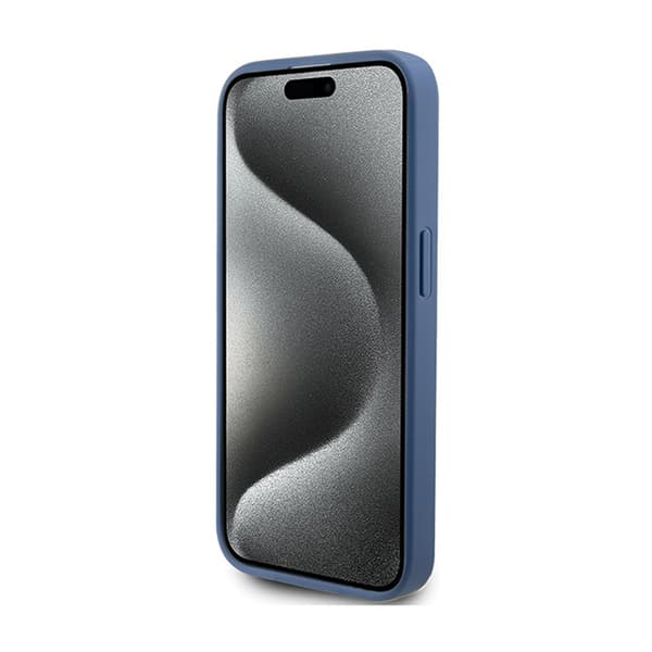 Guess 4G Bottom Stripe Metal Logo Collection - iPhone 15 Pro Max etui (blå)