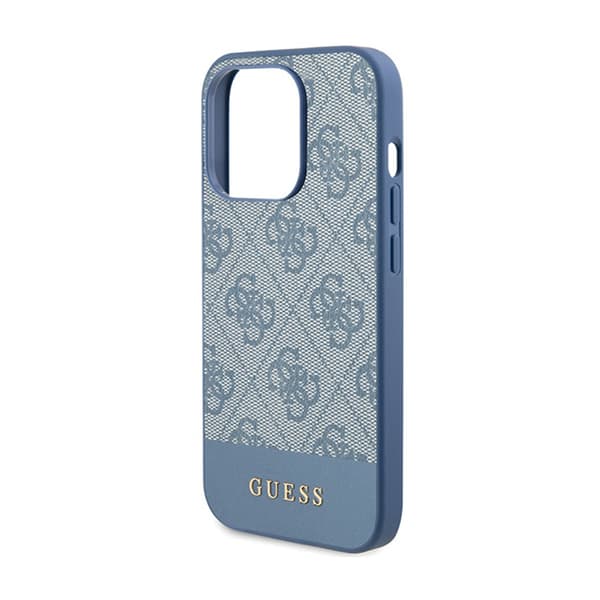 Guess 4G Bottom Stripe Metal Logo Collection - iPhone 15 Pro Max etui (blå)