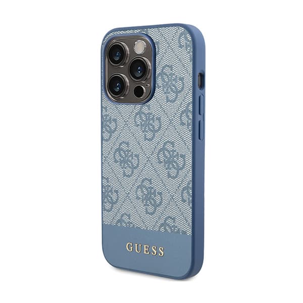 Guess 4G Bottom Stripe Metal Logo Collection - iPhone 15 Pro Max etui (blå)