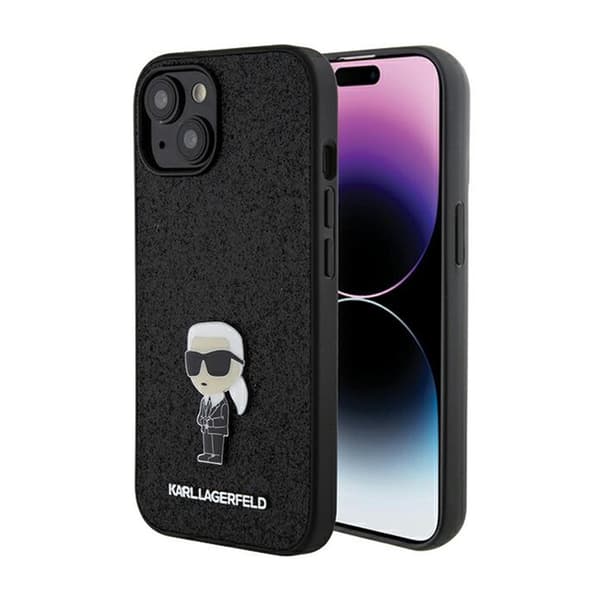 Karl Lagerfeld Fixed Glitter Ikonik Logo Metal Pin - iPhone 15/14/13 Fodral (svart)