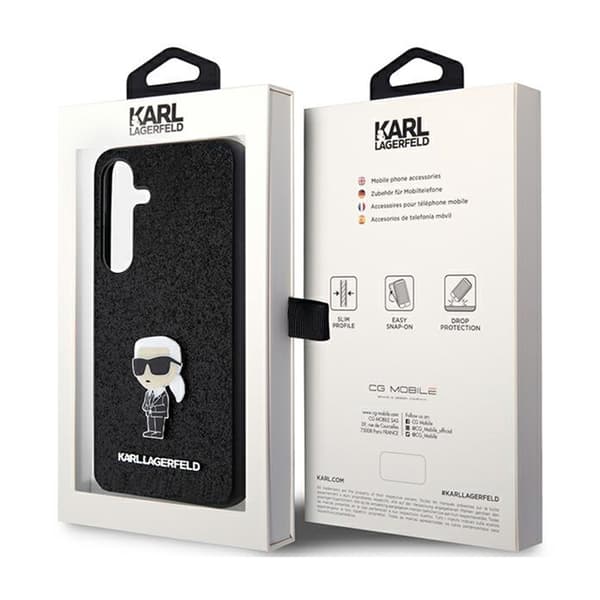 Karl Lagerfeld Fixed Glitter Ikonik Logo Metal Pin - Samsung Galaxy S24 Cover (Sort)