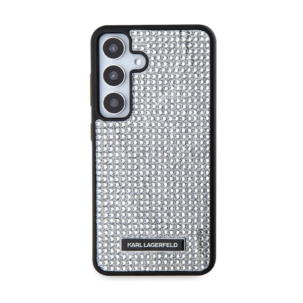 Karl Lagerfeld Rhinestone metalllogotyp - Samsung Galaxy S24-fodral (silver)