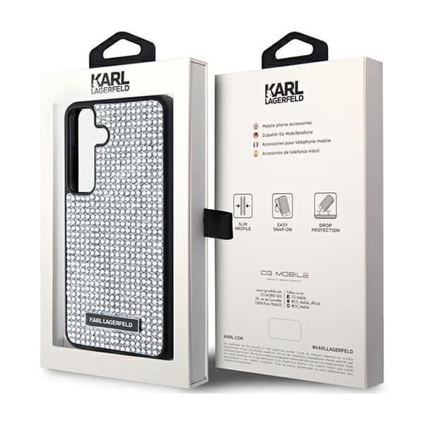 Karl Lagerfeld Rhinestone metalllogotyp - Samsung Galaxy S24-fodral (silver)