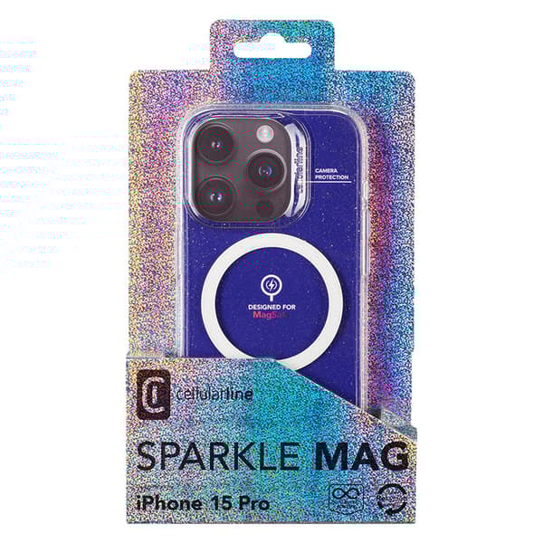 Cellularline Sparkle Mag - iPhone 15 Pro MagSafe Cover (gennemsigtig)