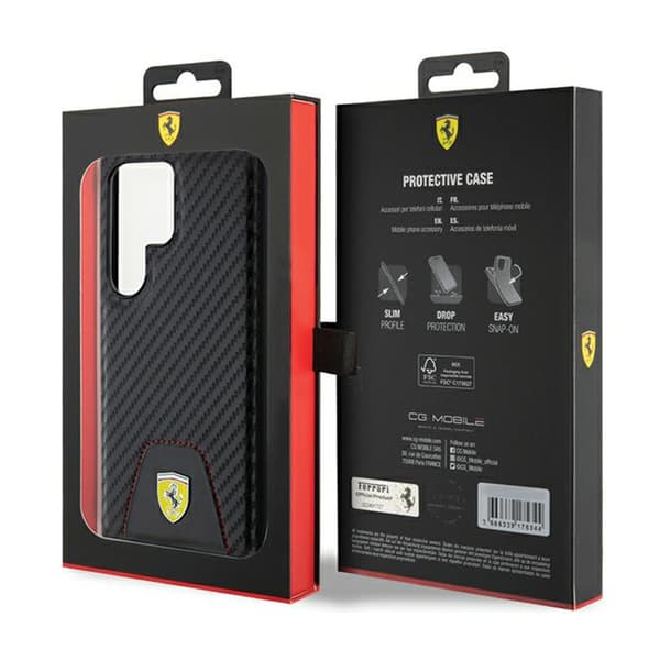 Ferrari Carbon-syet bund - Samsung Galaxy S24 Ultra-etui (sort)