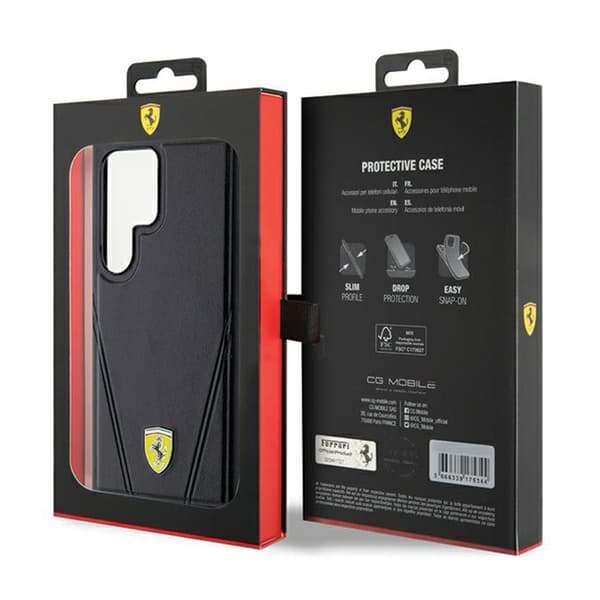 Ferrari Hot Stamp V Lines MagSafe - Samsung Galaxy S24 Ultra Cover (sort)