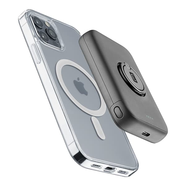 Cellularline Ring MAG 5000 - Induktions powerbank 5000mAh 7,5W MagSafe med stativfunktion (sort)