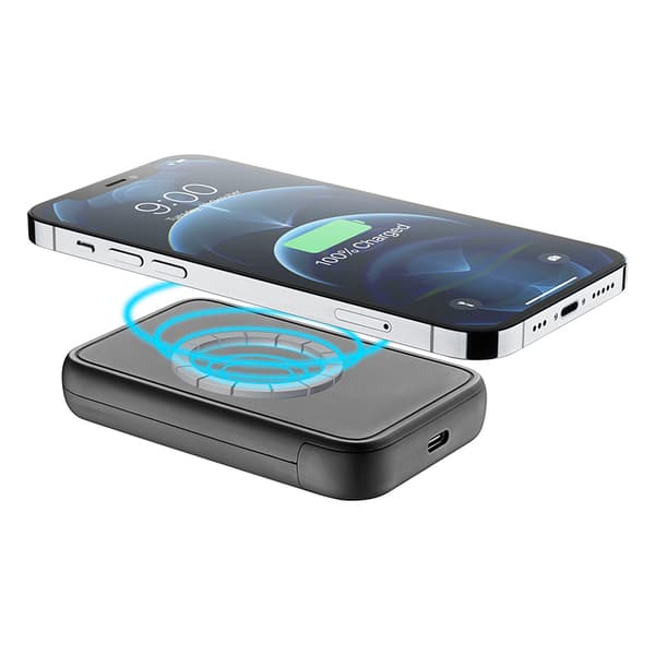 Cellularline Ring MAG 5000 - Induktions powerbank 5000mAh 7,5W MagSafe med stativfunktion (sort)