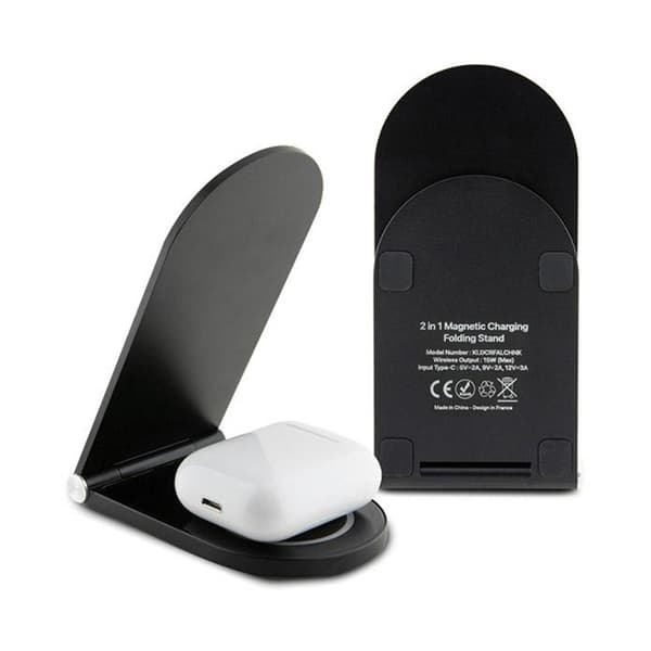Karl Lagerfeld Choupette MagSafe - 2-i-1 foldbar induktiv oplader med MagSafe til iPhone og AirPods 15W (sort)