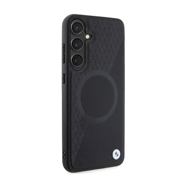 BMW Leather Half Textured & Circle MagSafe - Samsung Galaxy S24-fodral (svart)