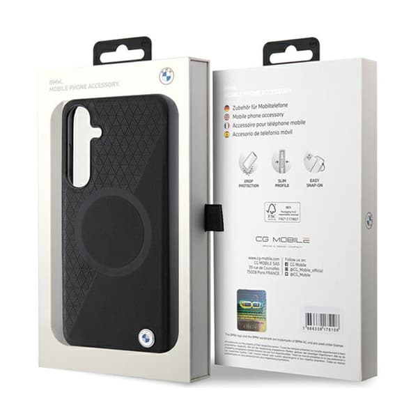 BMW Leather Half Textured & Circle MagSafe - Samsung Galaxy S24-fodral (svart)