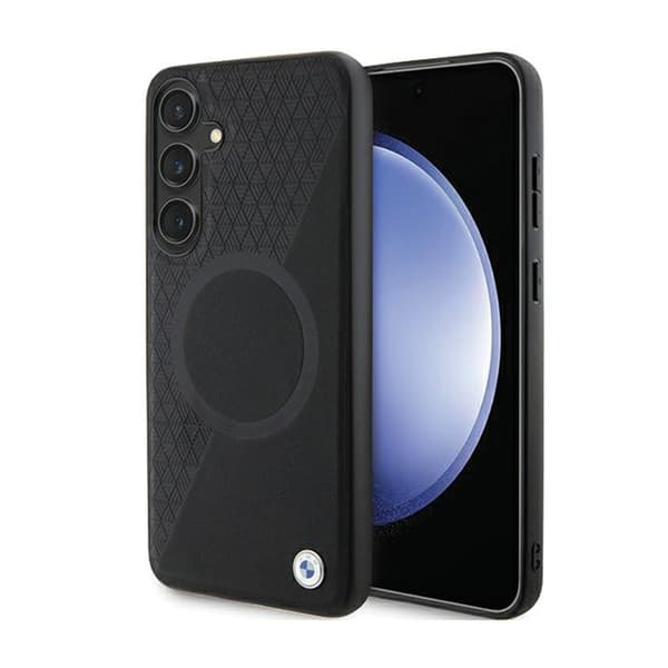 BMW Leather Half Textured & Circle MagSafe - Samsung Galaxy S24-fodral (svart)