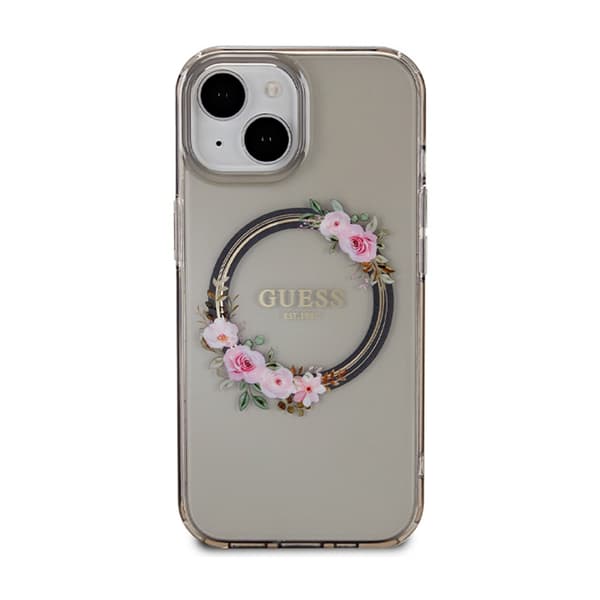 Guess IML Flowers Wreath MagSafe - iPhone 15 etui (sort)